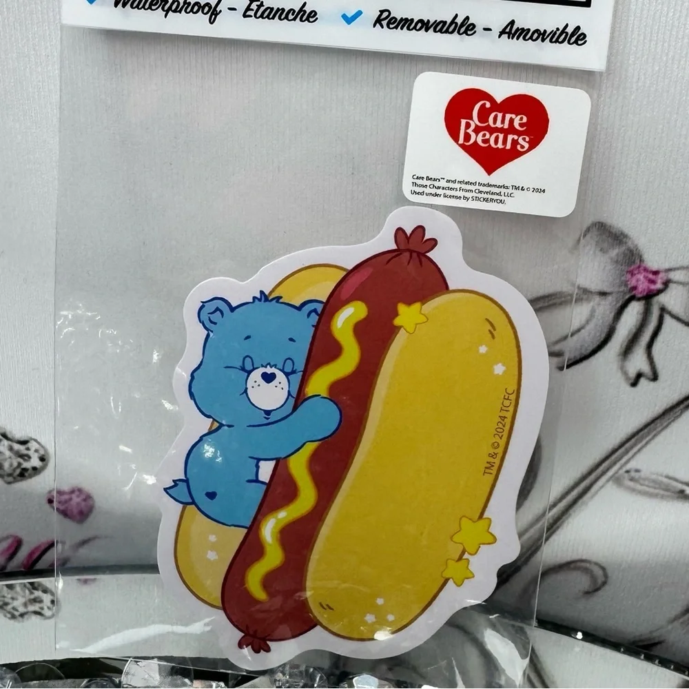 Sticker you Care Bears hot dog 🌭 Blue Vinyl Sticker waterproof removable - Picture 3 of 3